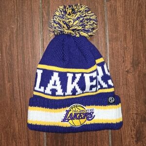 Zhats Los Angeles Lakers Youth Pom Beanie - Purple and Yellow OSFA New